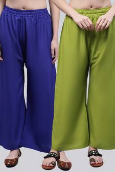 Pack of 2 Women Flared Rayon Palazzo