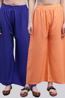 Pack of 2 Women Flared Rayon Palazzo