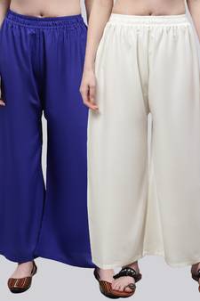 Pack of 2 Women Flared Rayon Palazzo