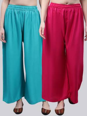 Pack of 2 Women Flared Rayon Palazzo 1