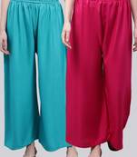 Pack of 2 Women Flared Rayon Palazzo