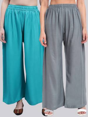 Pack of 2 Women Flared Rayon Palazzo 1