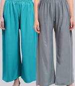 Pack of 2 Women Flared Rayon Palazzo