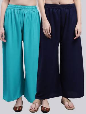 Pack of 2 Women Flared Rayon Palazzo 1