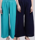 Pack of 2 Women Flared Rayon Palazzo