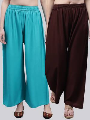Pack of 2 Women Flared Rayon Palazzo 1