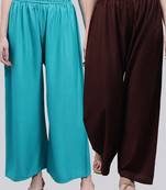 Pack of 2 Women Flared Rayon Palazzo