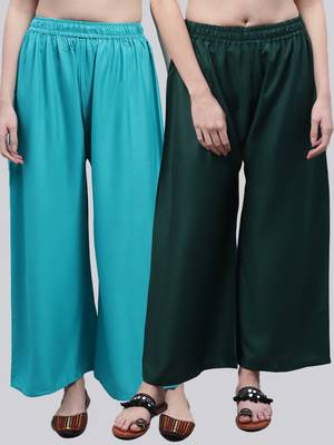 Pack of 2 Women Flared Rayon Palazzo 1
