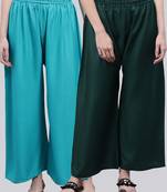 Pack of 2 Women Flared Rayon Palazzo