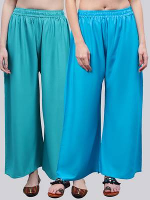 Pack of 2 Women Flared Rayon Palazzo 1