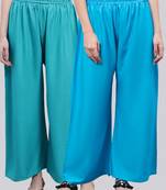 Pack of 2 Women Flared Rayon Palazzo
