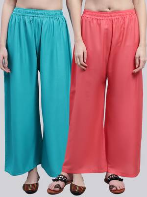 Pack of 2 Women Flared Rayon Palazzo 1