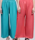 Pack of 2 Women Flared Rayon Palazzo
