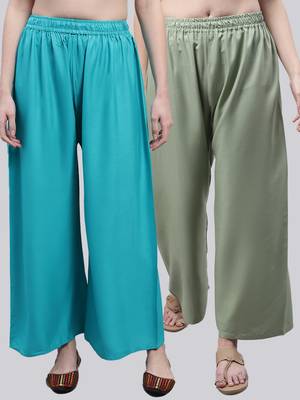 Pack of 2 Women Flared Rayon Palazzo 1