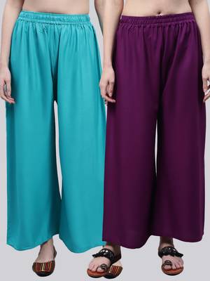 Pack of 2 Women Flared Rayon Palazzo 1