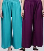 Pack of 2 Women Flared Rayon Palazzo