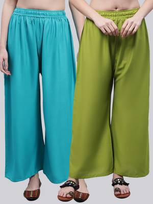 Pack of 2 Women Flared Rayon Palazzo 1