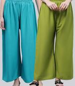 Pack of 2 Women Flared Rayon Palazzo