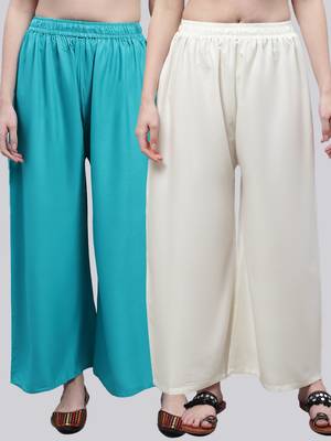 Pack of 2 Women Flared Rayon Palazzo 1