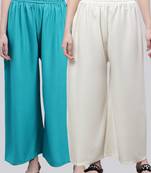 Pack of 2 Women Flared Rayon Palazzo