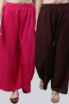 Pack of 2 Women Flared Rayon Palazzo