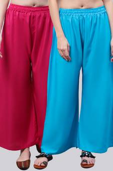 Pack of 2 Women Flared Rayon Palazzo