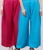 Pack of 2 Women Flared Rayon Palazzo