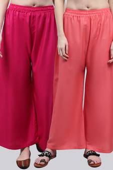 Pack of 2 Women Flared Rayon Palazzo