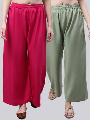 Pack of 2 Women Flared Rayon Palazzo 1