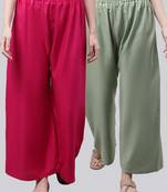 Pack of 2 Women Flared Rayon Palazzo
