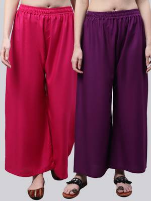 Pack of 2 Women Flared Rayon Palazzo 1