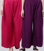 Pack of 2 Women Flared Rayon Palazzo