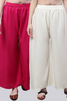 Pack of 2 Women Flared Rayon Palazzo