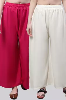 Pack of 2 Women Flared Rayon Palazzo