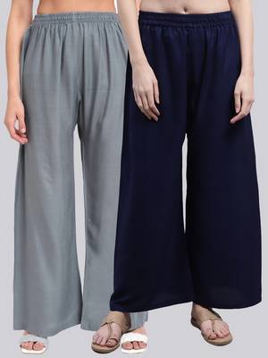 Pack of 2 Women Flared Rayon Palazzo 1