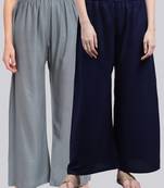 Pack of 2 Women Flared Rayon Palazzo