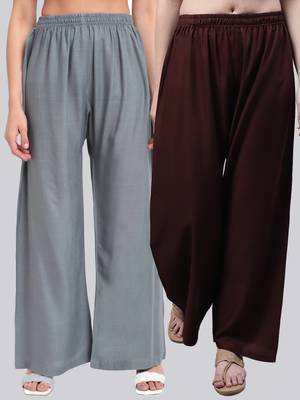 Pack of 2 Women Flared Rayon Palazzo 1