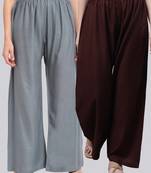 Pack of 2 Women Flared Rayon Palazzo