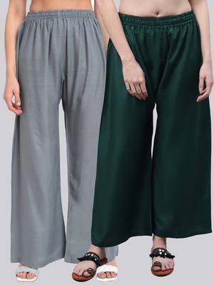 Pack of 2 Women Flared Rayon Palazzo 1