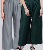 Pack of 2 Women Flared Rayon Palazzo