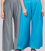 Pack of 2 Women Flared Rayon Palazzo