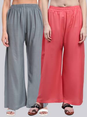 Pack of 2 Women Flared Rayon Palazzo 1