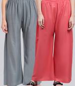 Pack of 2 Women Flared Rayon Palazzo