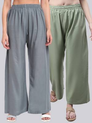 Pack of 2 Women Flared Rayon Palazzo 1