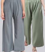 Pack of 2 Women Flared Rayon Palazzo