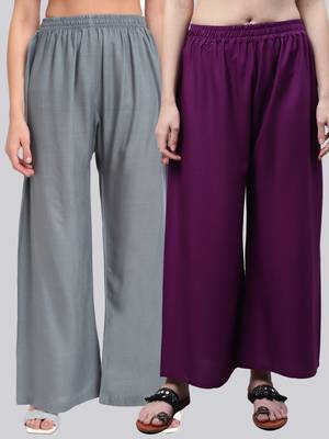 Pack of 2 Women Flared Rayon Palazzo 1