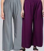 Pack of 2 Women Flared Rayon Palazzo