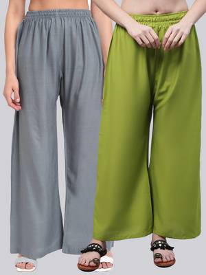 Pack of 2 Women Flared Rayon Palazzo 1