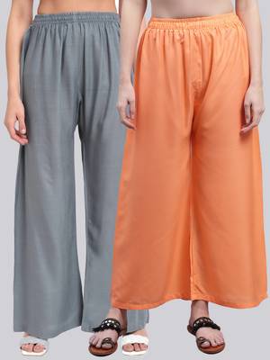 Pack of 2 Women Flared Rayon Palazzo 1