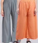 Pack of 2 Women Flared Rayon Palazzo